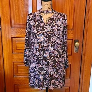 California Moonrise Mini Dress Tunic Size S/P Boho Floral Print Multicolor